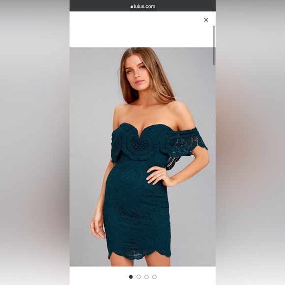 Lulus Dresses & Skirts - Bellissimo Teal Blue Lace Off-the-Shoulder Bodycon Dress